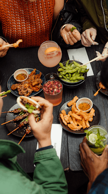 a table of wagamama sides